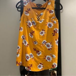 BCX Yellow Floral Blouse Top size S